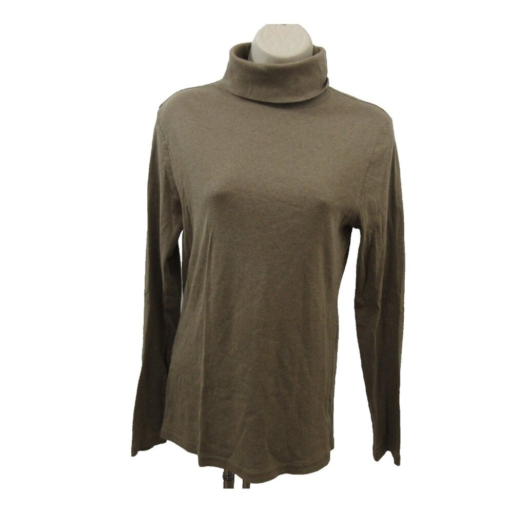 Old Navy Womens Turtleneck Top Sz Large Pullover Long Sleeves Light Brown Marled